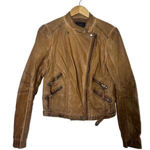y2k moto jacket brown faux leather blu pepper